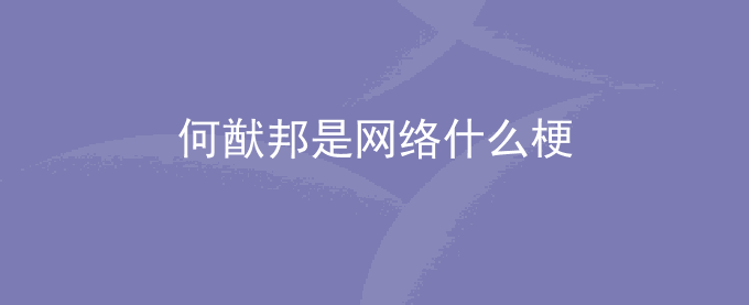 何猷邦是网络什么梗