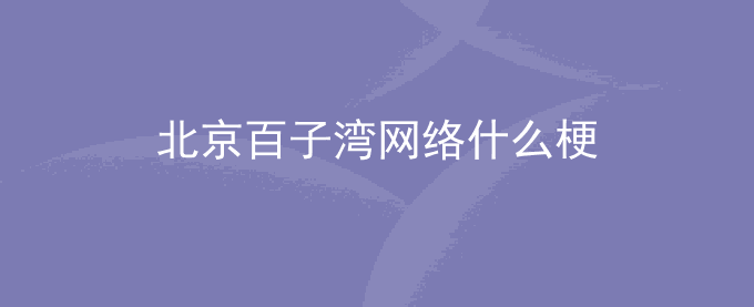 北京百子湾网络什么梗