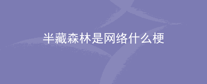 半藏森林是网络什么梗