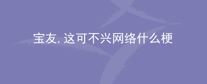 宝友,这可不兴网络什么梗