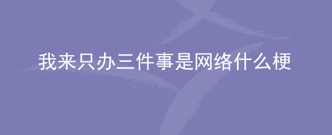 我来只办三件事是网络什么梗