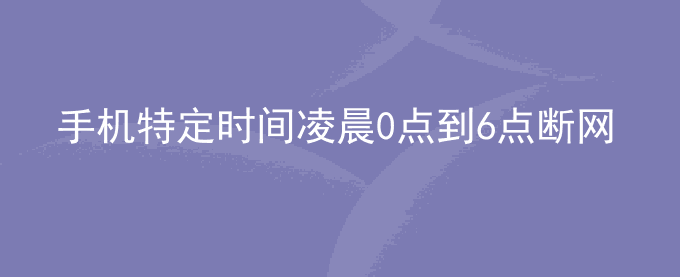 荣耀手机特定时间凌晨0点到6点断网