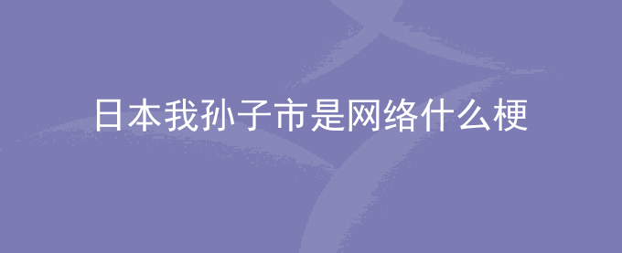 日本我孙子市是网络什么梗