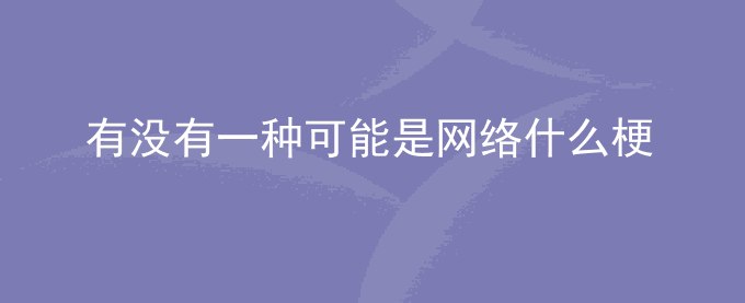 有没有一种可能是网络什么梗
