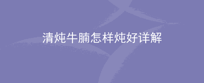 清炖牛腩怎样炖好详解
