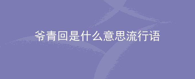 爷青回是什么意思流行语