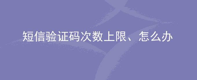 短信验证码次数上限、怎么办