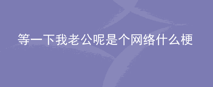 等一下我老公呢是个网络什么梗