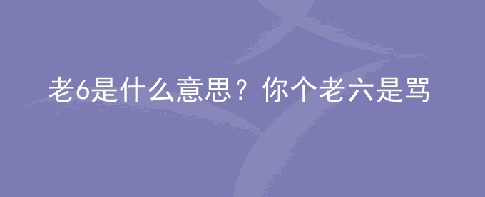 老6是什么意思？你个老六是骂人的吗