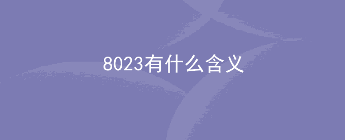 8023有什么含义