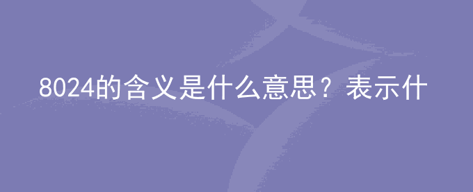 8024的含义是什么意思？表示什么？
