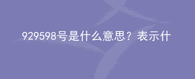 929598号是什么意思？表示什么？,老司机