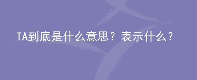 TA到底是什么意思？表示什么？