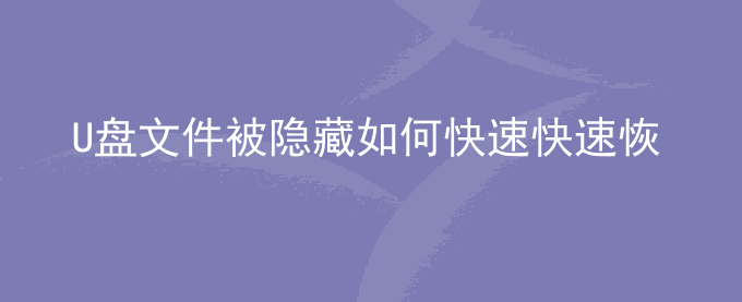 U盘文件被隐藏如何快速快速恢复显示