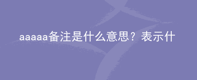aaaaa备注是什么意思？表示什么？