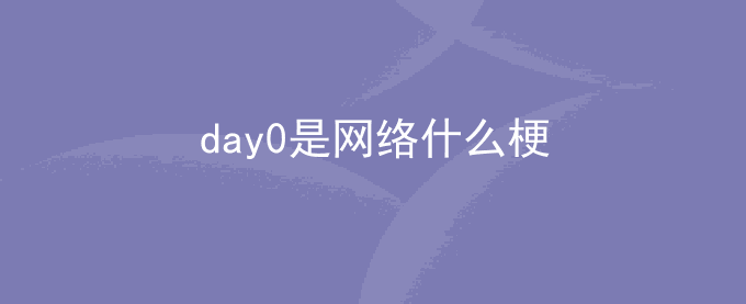 day0是网络什么梗