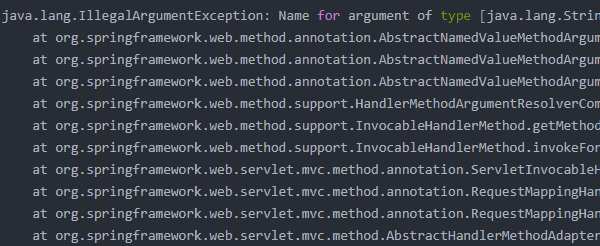java Name for argument of type xxx not specified