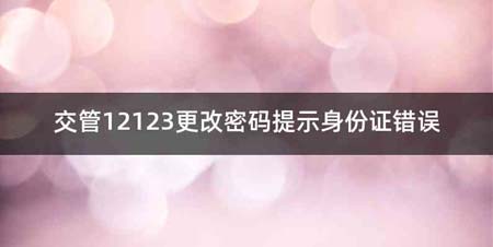 交管12123更改密码提示身份证错误