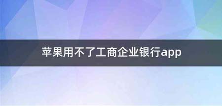 苹果用不了工商企业银行app