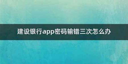 建设银行app密码输错三次怎么办