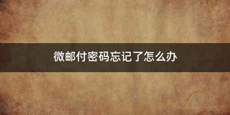微邮付密码忘记了怎么办
