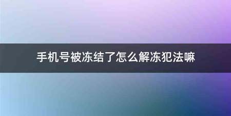 手机号被冻结了怎么解冻