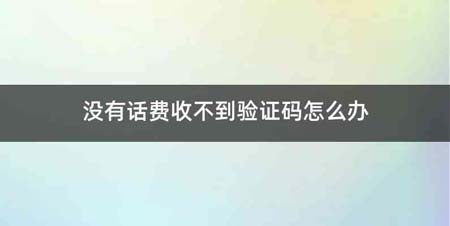 没有话费收不到验证码怎么办