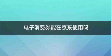 电子消费券能在京东使用吗