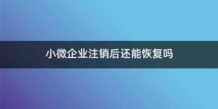 小微企业注销后还能恢复吗