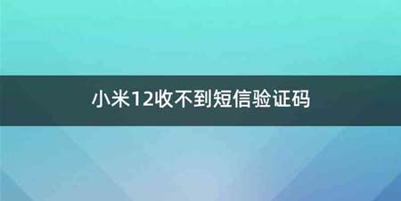 小米12收不到短信验证码