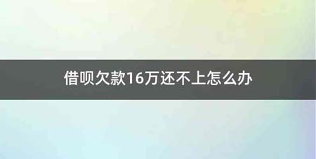 借呗欠款16万还不上怎么办
