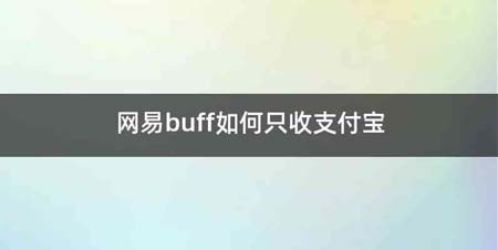 网易buff如何只收支付宝