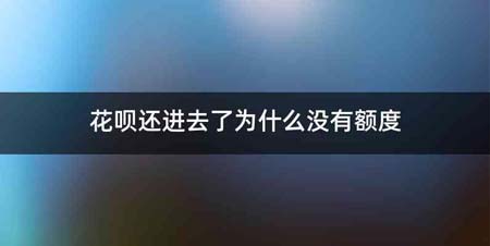 花呗还进去了为什么没有额度