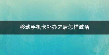 移动手机卡补办之后怎样