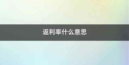 返利率什么意思