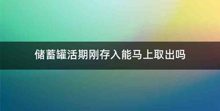 储蓄罐活期刚存入能马上取出吗