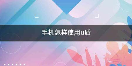 手机怎样使用u盾
