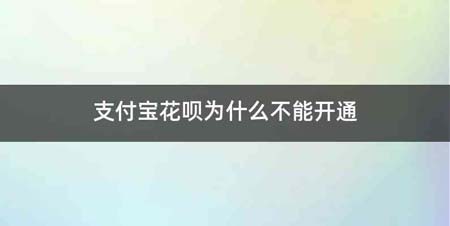 支付宝花呗为什么不能开通