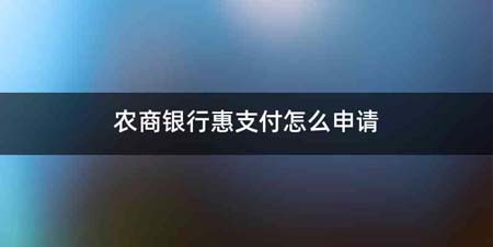 农商银行惠支付怎么申请