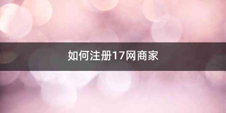如何注册17网商家