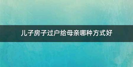 儿子房子过户给母亲哪种方式好