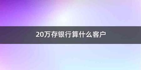 20万存银行算什么客户