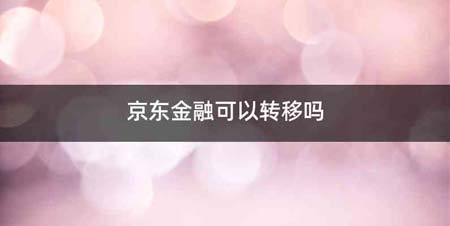 京东金融可以转移吗