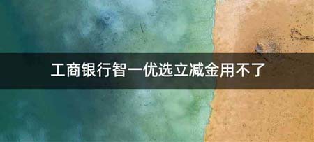工商银行智一优选立减金用不了