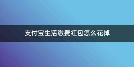 支付宝生活缴费红包怎么花掉
