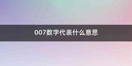 007数字代表什么意思