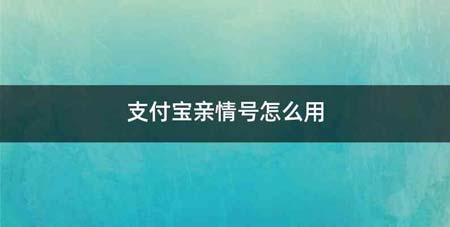 支付宝亲情号怎么用