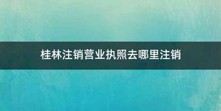 桂林注销营业执照去哪里注销