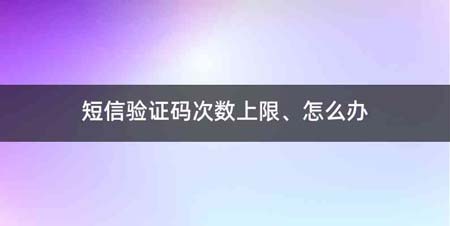 短信验证码次数上限、怎么办