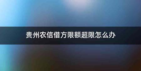 贵州农信借方限额超限怎么办